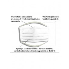 Maska textilná s gumičkami biela 1 ks