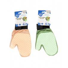 Hrebeň rukavica DUVO+ na starostlivosť o srsť 2 v 1 oranžová/zelená 21x5,5x1,5cm