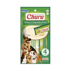 Pamlsok Inaba Churu Pyré dog Kura so zeleninou 4 tuby 56 g