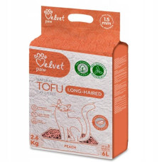 Podstielka pre dlhostrsté mačky Velvet Paw Tofu s broskyňovou esenciou  6 l