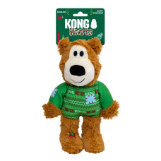 Hračka KONG Holiday Wild Knots Sweater Bear Green Md/Lg, s pískatkom,polyester Hračka KONG Holiday Wild Knots Sweater Bear Green Md/Lg, s pískatkom,polyester
