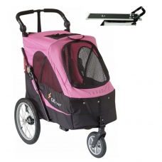 Kočík pre psov PetStro AVENTURA - SAFARI do 30 kg (ružovo-čierna) vr. stolíku