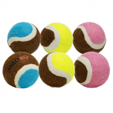 Hračka pre psov MISOKO, tenisové loptičky, 6 ks, 4,5 cm, ružová/modrá/žltá