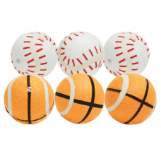 Hračka pre psov MISOKO, tenisové loptičky so zvukom, 6 ks, 6 cm - oranžové a biele