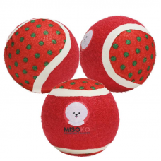 Hračka pre psov MISOKO, tenisové loptičky, 3 ks, 7,5 cm, červené - bodky