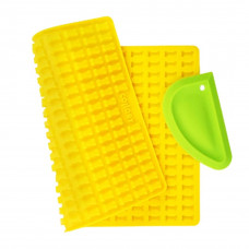 Silikónová pečiaca formička na maškrty COLLORY kocky 2x1 cm – žltá + silikónová stierka svetlo zelená