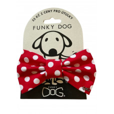 Červený psí motýlik s veľkými bodkami L 1cm 2