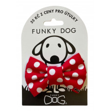 Červený psí motýlik s veľkými bodkami M 9 cm