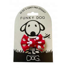 Červený psí motýlik s veľkými bodkami S 6 cm