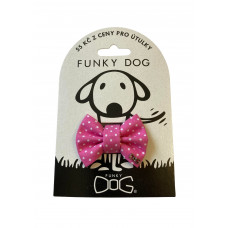 Ružový psí motýlik s malými bodkami S 6 cm