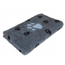 Pelíšek pro psy VetBedding Premium - výška 30 mm (šedá – černé malé a světle modré velké tlapky) Velikost: 160 x 100 cm