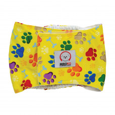 Prateľné plienky pre psov MISOKO&CO - potlač labky - žlté veľ. M