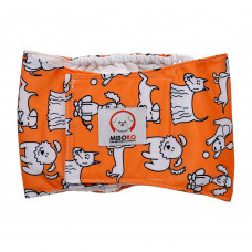 Prateľné plienky pre psov MISOKO&CO - potlač šteňatá - oranžové veľ. M