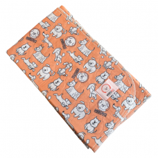 Absorpčná prateľná podložka pre psov MISOKO 40 x 50 cm s potlačou šteňatá - oranžová (balenie 2 ks)