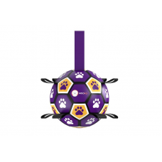 Hračka pre psov MISOKO, nafukovacia lopta s pumpičkou, tvar futbalovej lopty, fialová, 15 cm