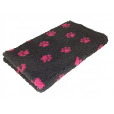Pelíšek pro psy VetBedding Premium - výška 30 mm (šedá – růžové tlapky) Velikost: 160 x 100 cm