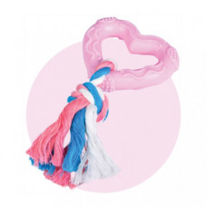 Hračka pre šteňatá ružové srdce s lanom 15 cm