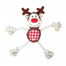 Plyšový vianočný sob s lanami pre psov 43 cm