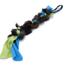 Fleecové Preťahovadlo pre psov s králičinou - 40 cm (zeleno-modrá)
