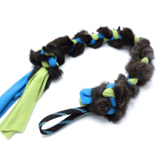 Fleecové Přetahovadlo pro psy s králičinou - 75 cm (zeleno-modrá)