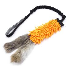 Hračka pre psov Mop s králičou kožušinou - strapec - oranžová 50 cm