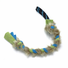 Fleecové Preťahovadlo pre psov s umelou kožušinou - 40 cm (zeleno-modrá)