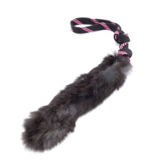 Přetahovadlo pro psy Králík 20 cm - krátká rukojeť - růžovo-černé