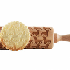 Drevený embosovaný valček na cesto so psím motívom - JAZEVČÍK