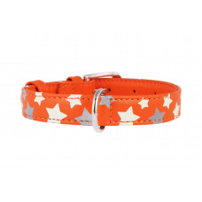 COLLAR Kožený obojok s hviezdami Glamour, 27-36cm/15mm, oranžová