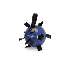CAMON Hračka lopta z PU kože s polyuretanovými úchytmi black/blue, 21cm