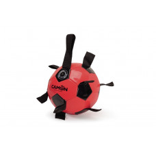 CAMON Hračka lopta z PU kože s polyuretanovými úchytmi black/red, 21cm