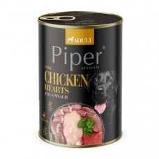 PIPER konzerva pre psa kuracie srdiečka so špenátom, 800g