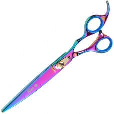 Geib Silver Rainbow Kiss Curved Scissors - kvalitné zakrivené nožnice s mikrorezom a dúhovou úpravou - 8,5"