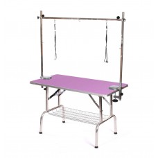 Blovi trimmerový stôl, stolová doska 110 cm x 60 cm, výška 65 cm - fialová