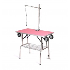 Blovi orezávací stôl s kolieskami, ramenom a košíkom na príslušenstvo, 95x55cm stolová doska - Farba: ružová