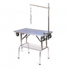 Blovi orezávací stôl s kolieskami, predlžovacím ramenom a košíkom na príslušenstvo, stolová doska 95x55cm - Farba: Modrá