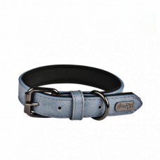 Doogy Classic Collar - klasický obojok pre psa z ekokože, modrý - 40 cm