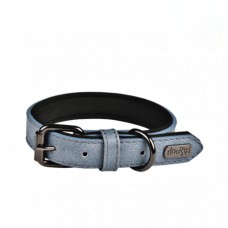 Doogy Classic Collar - klasický obojok pre psa z ekokože, modrý - 55cm