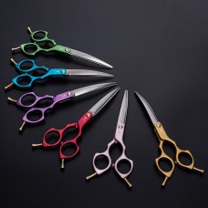 Jargem Asian Style Light Curved Scissors 6" - veľmi ľahké, ohnuté nožnice na strihanie vlasov v kórejskom štýle - fialové