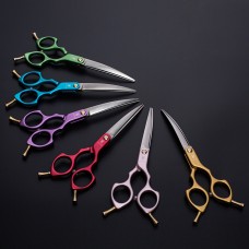 Jargem Asian Style Light Curved Scissors 6,5" - veľmi ľahké, ohnuté nožnice na strihanie vlasov v kórejskom štýle - fialové