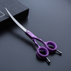 Svetlé zakrivené nožnice Jargem Asian Style 6,5" - veľmi ľahké, zakrivené nožnice s farebnými krúžkami, na strihanie vlasov v kórejskom štýle - Farba: Violeto