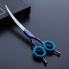Jargem ázijské ľahké zakrivené nožnice 6,5 "- veľmi ľahké, ohnuté nožnice s farebnými krúžkami, na strihanie vlasov v kórejskom štýle - Farba: modrá
