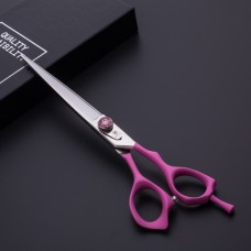 Jargem Pink Straight Scissors - rovné nožnice na starostlivosť s mäkkou a ergonomickou ružovou rukoväťou - Veľkosť: 7 "