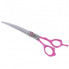 Jargem Pink Curved Scissors - zakrivené nožnice na úpravu s mäkkou, ergonomickou rukoväťou v ružovej farbe - 7"