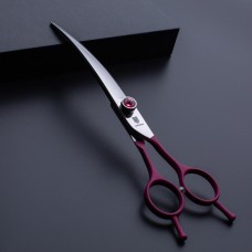 Jargem Fuchsia Curved Scissors - zakrivené nožnice na úpravu s ozdobnou skrutkou, fuchsiové - 7"