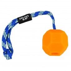 Julius K9 Fluorescent Ball 6cm - fluorescenčná hračka, s povrazom a otvorom na pamlsky - oranžová