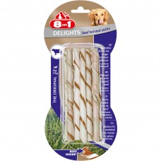 8v1 Delights Beef Twisted Sticks 10ks. - maškrty pre psov v tvare skrútených tyčiniek s hovädzím mäsom