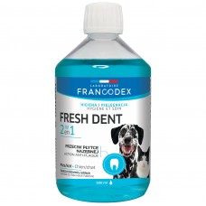 Francodex Fresh Dent 2v1 - tekutina na ústnu hygienu psov a mačiek, s extraktom z granátového jablka - 500 ml