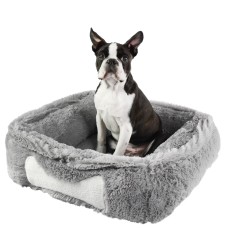 Blovi Bed Fluffy Bone Grey - mäkký, nadýchaný a relaxačný pelech pre psa, sivý - veľkosť S