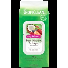 Tropiclean Deep Cleaning Pet Wipes Berry & Coconut 100 ks. - čistiace, vlhčené obrúsky pre psov, bobule-kokos